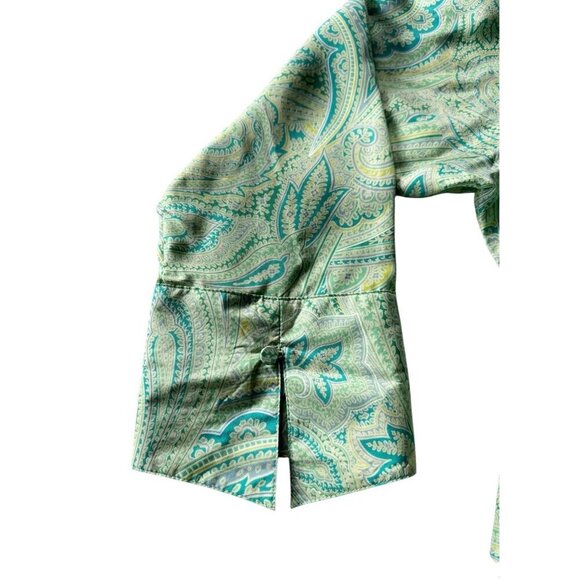 Coldwater Creek Woman's Sz L Green Turquoise Silk Embroidered Tunic Blouse - Picture 8 of 9